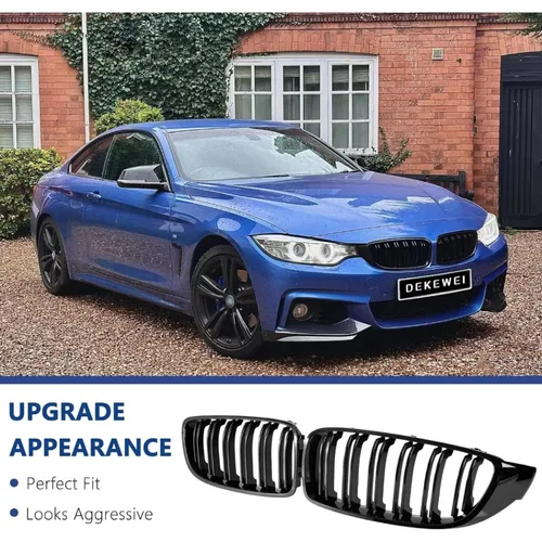 Imagen 2 del producto Parrilla F32, parrilla delantera para riñón compatible con parrillas negras brillantes Serie 4 F32 F33 F36 (2013-2019) M3 M4 de doble listones