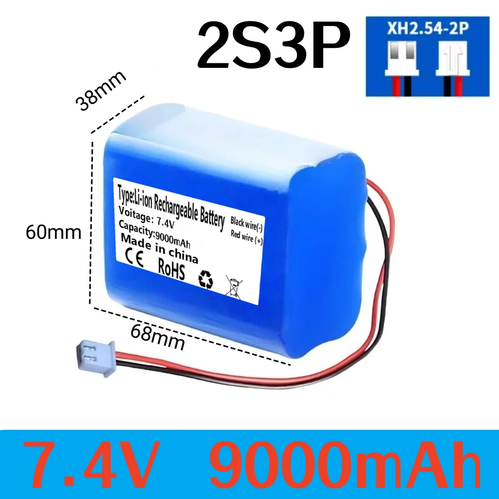

7.4V 3Ah~15Ah 18650 li-ion rechargeable battery pack with XH2.54 Plug 18650-2S lithium battery For megaphone speaker parts.