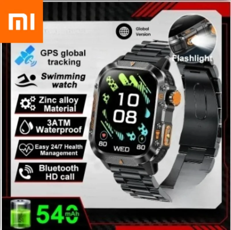 

Xiaomi Military Grade Outdoor GPS Smart Watch Men Compass Heart Rate BT Call LED Flashlight 10ATM Waterproof New HT36 Smartwatch