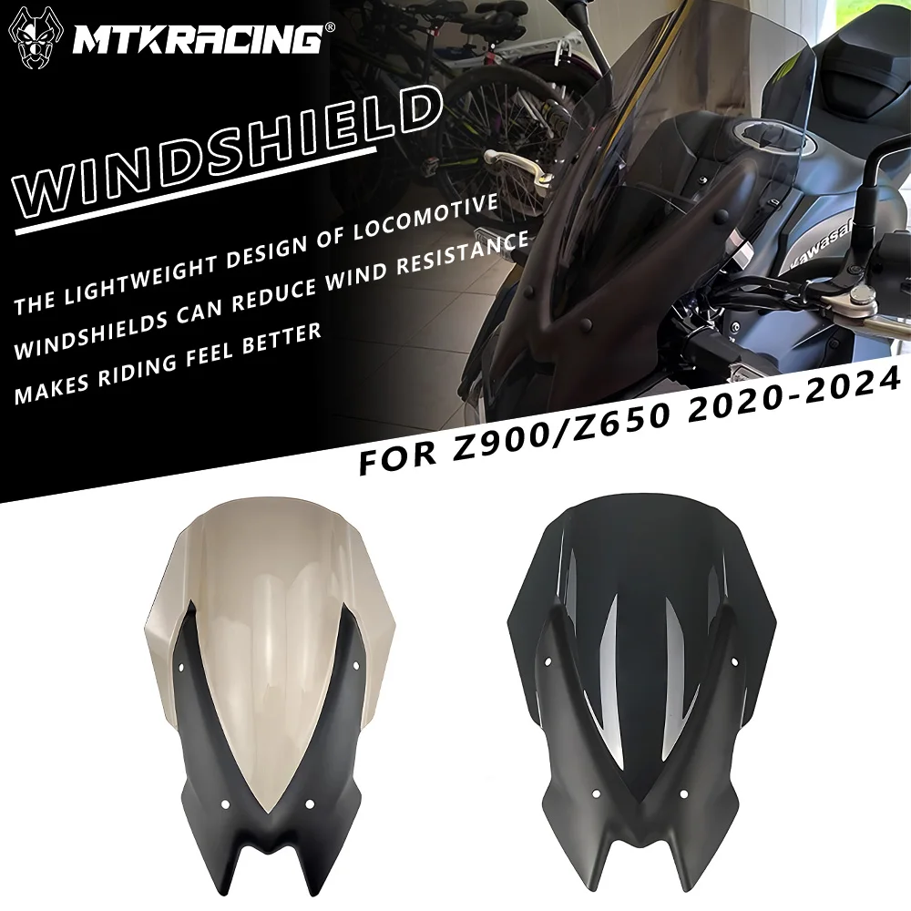 

Лобовое стекло MTKRACING для KAWASAKI Z900/Z650 2020-2024, лобовое стекло мотоцикла, крылышко, передний спойлер, аксессуары