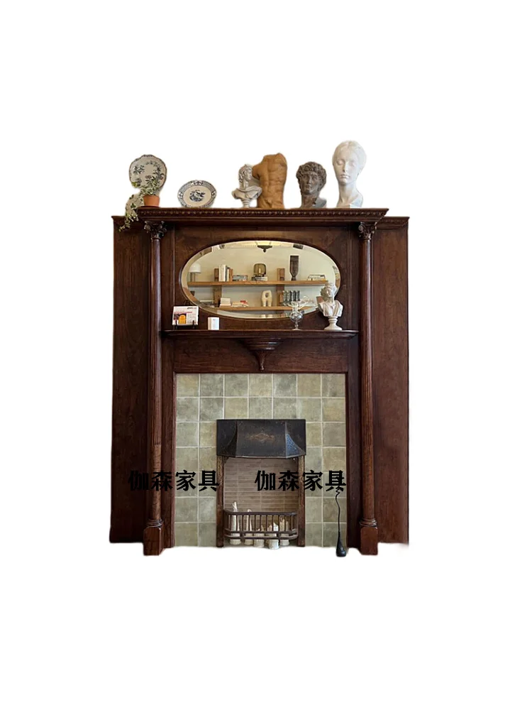 

Antique Fireplace Decorative Cabinet Old Background Wall Roman Column Medieval Carved Fireplace