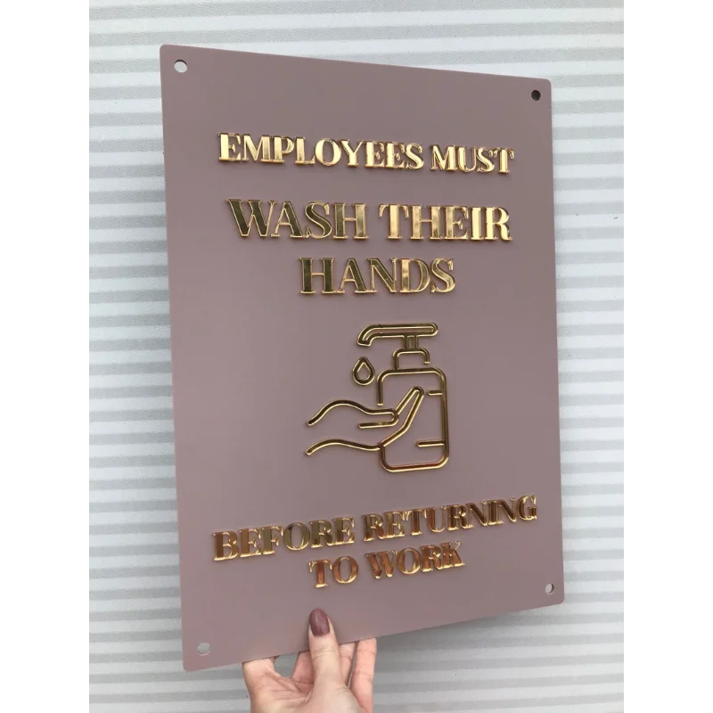 Employees Must Wash Hands A3 Wall Sign Beauty Studio Wall Sign Business Signage Spa Salon Wall Decor