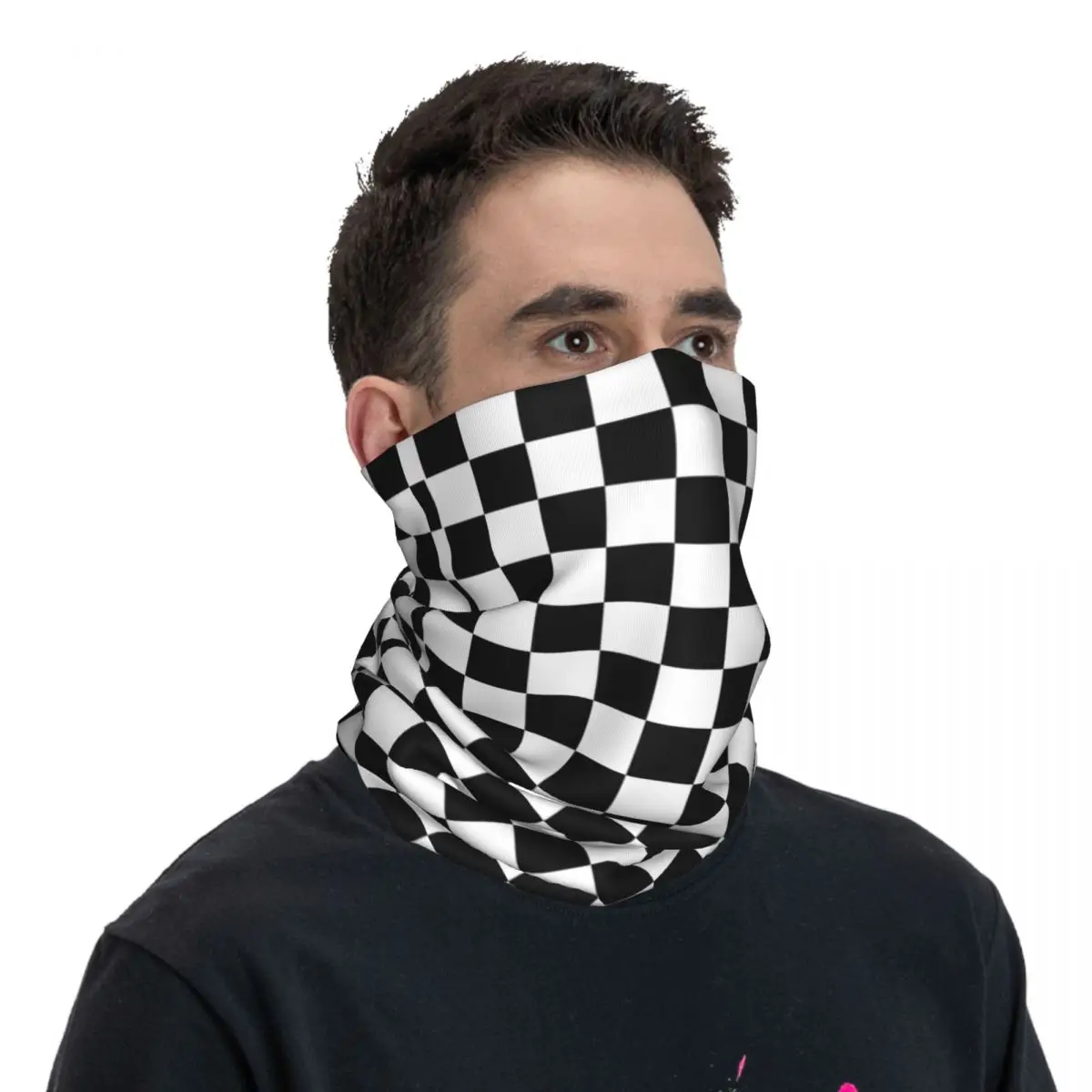 Chequered Flag Bandana Neck White Scarf Multi-use Headwear Fishing Unisex Adult Winter