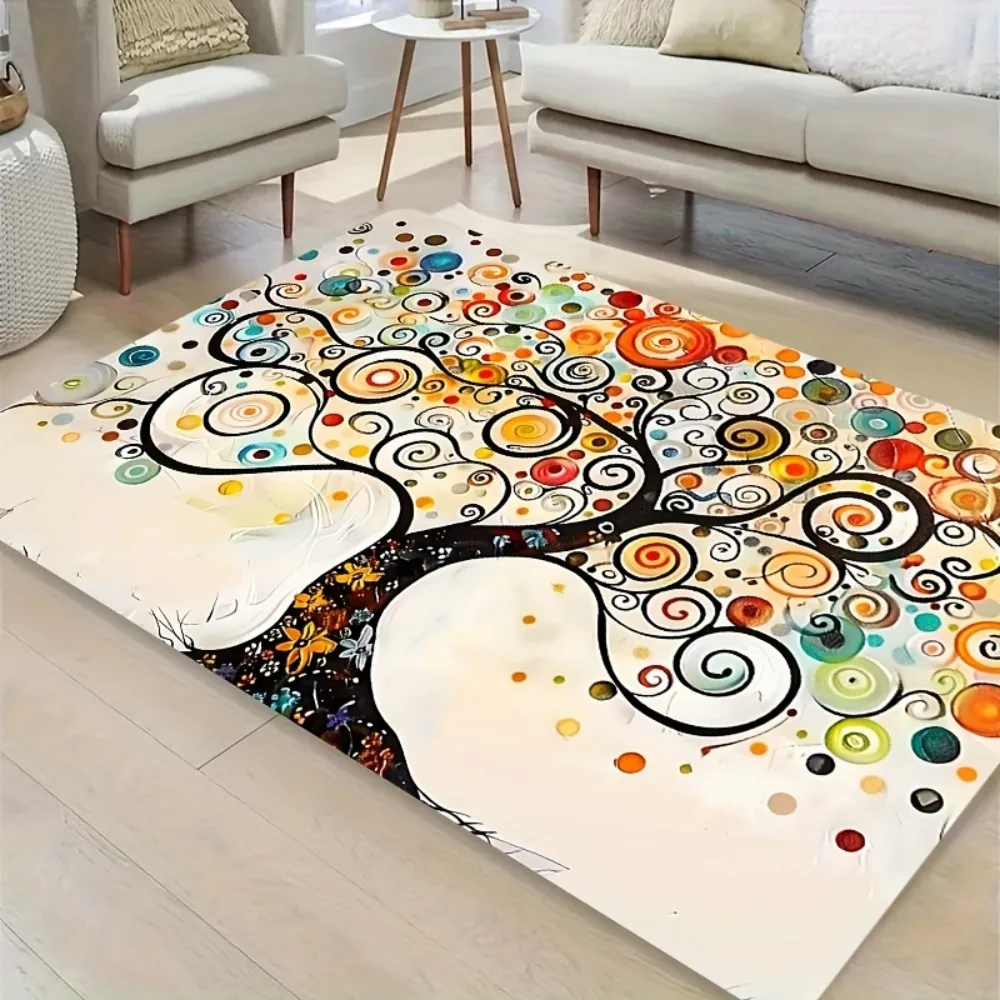 سجادة شجرة الحياة النابضة بالحياة من VIKAMA، غرفة المعيشة، الدراسة، سجادة باب ديكور المدخل، سجادة أرضية ناعمة ومريحة لديكور المنزل #3