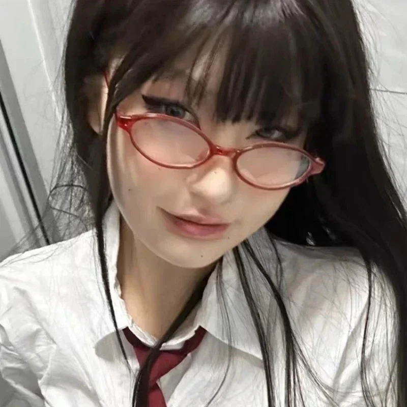 Y2K Retro Oval Frame Anti-Blue Light Glasses Sweet Cool Girls Black Glasses Vintage Simple Women Eye Protection Spectacles image 3