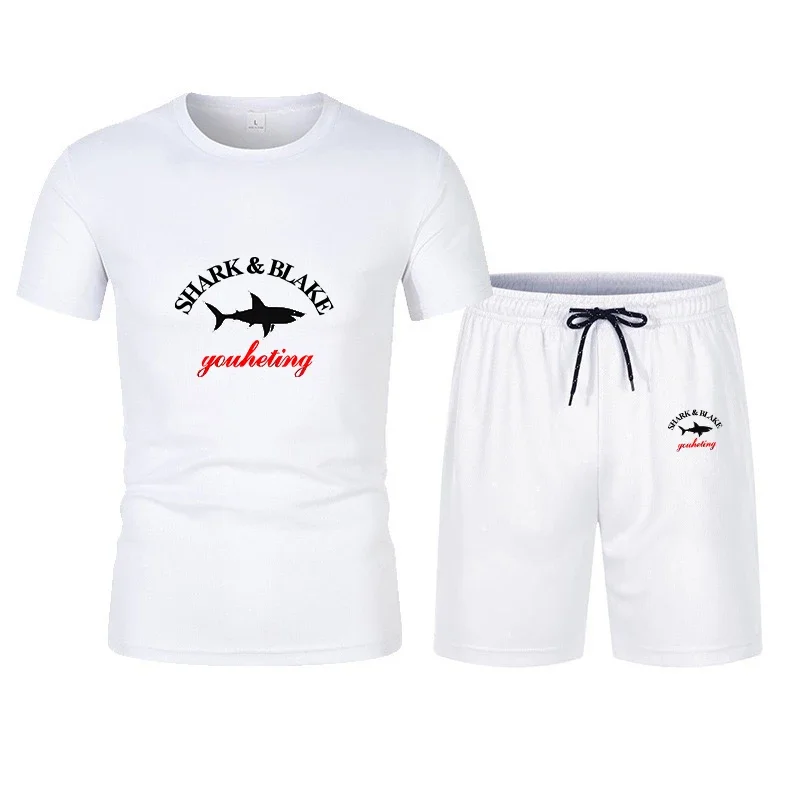 2024 New Fishing summer Short sleeve luxury sports set men\'s fitness fashion casual T-shirt + shorts 2-piece set