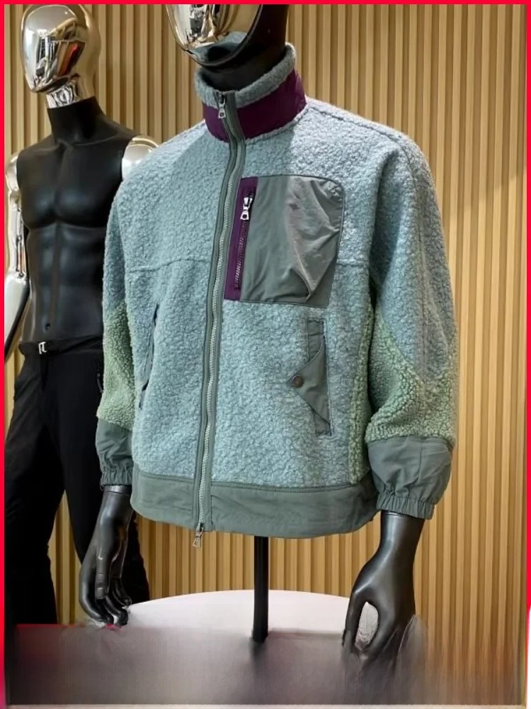 

Уличная женская куртка для пар с цветовыми блоками, воротником-стойкой, свободного кроя, теплая, из полиэстера, с длинными рукавами, на молнии