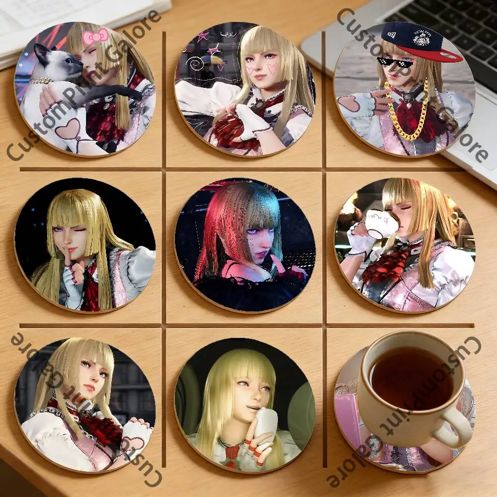 

Lili Emilie de Rochefort Round Pine Coasters Durable Reusable Beautiful Home Decor Non-Slip Water-Resistant