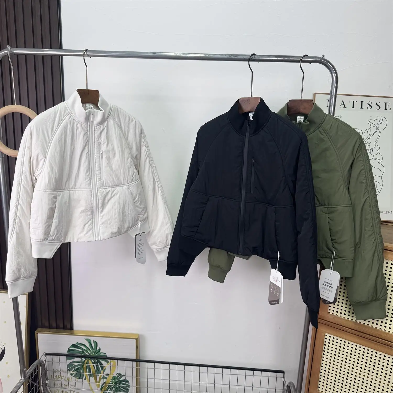 

Thi ort Cotton Jaet Women's Outdoor Flight Suit Stand Collar Warm Autumn Winter Coat Zipper Closure Long Sve Zipper