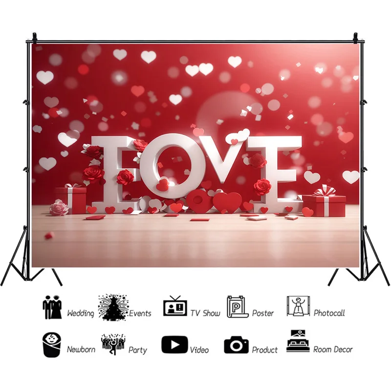 Stage Lighting Carpet Curtain Confession Scene Background Valentine's Day Love Studio Photography Backdrops RQ-31