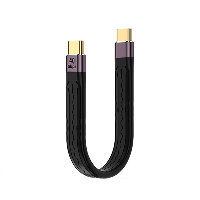 Portable Type-C USB4 40Gbps Data Cable C to C 100W Fast Charging Flat Slim FPC Short Cord for Laptop Mobile Phone Power Bank