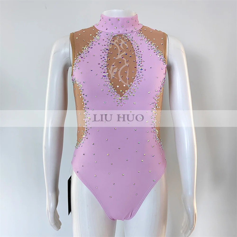 LIUHUO Personalizza Collant da nuoto sincronizzato Prestazioni per ragazze Body ritmico per bambini Bambini Adolescenti Competizione Teamwear Rosa