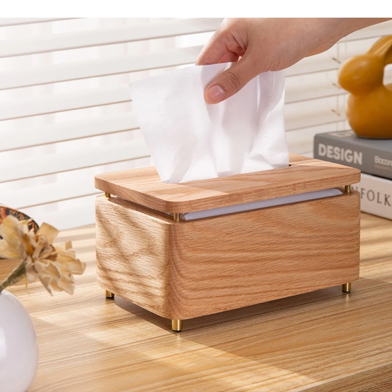 

Modern Wooden Tissue Box Toilet Paper Napkin Boxes Simple Home Desktop Extractable Type Towel Holders Wipe Decor