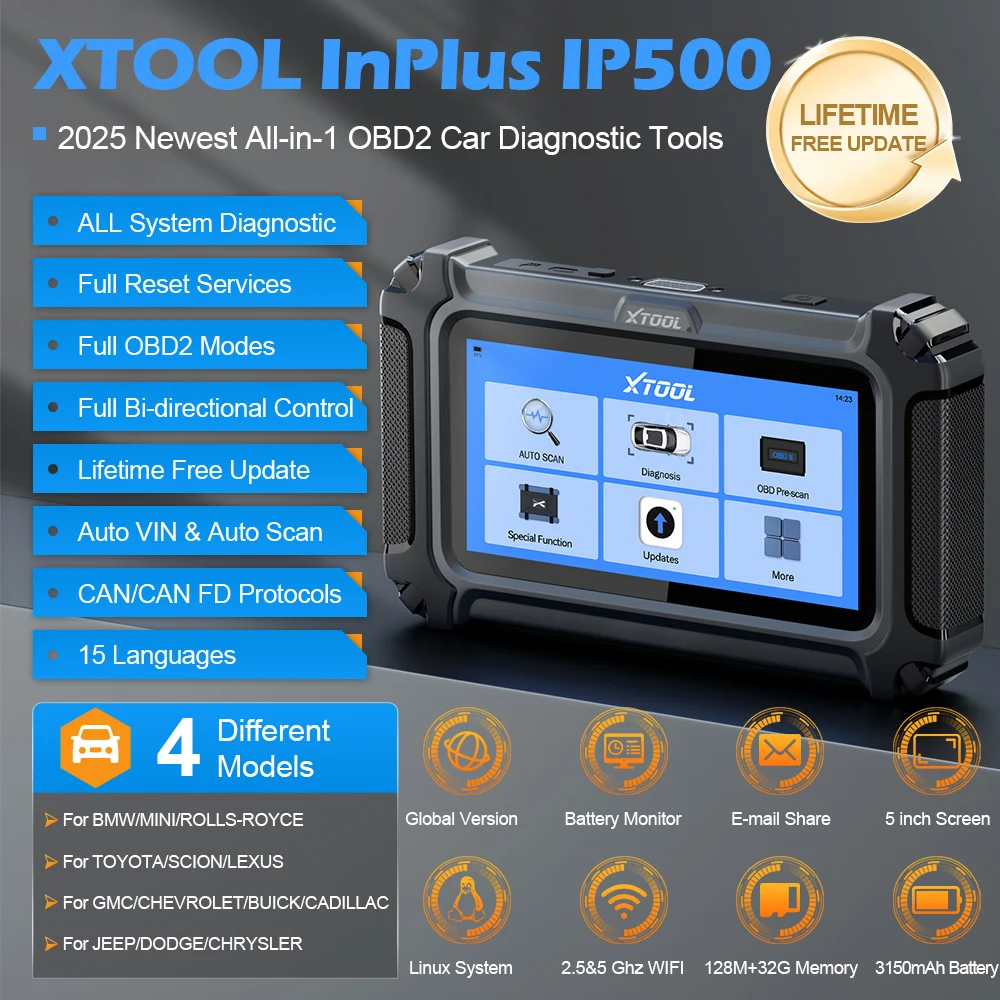 XTOOL IP500 OBD2 Diagnostic Tools For BMW For GM For Toyota For Jeep Bidirectional Scanner All Free Service Lifetime Free Update