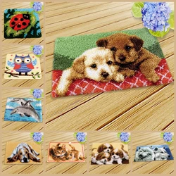 3DLatch Hook Kit Knot Carpet Package Set For Needlework Cat Animal Pattern Latch Hook Kit Cushion Carpet Knooppakket Kussen DIY