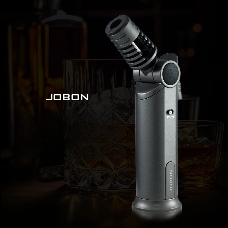 JOBON Strong Blue Flame Lighter 360° Inverted Ignition Rotatable Nozzle Safety Lock Design Outdoor BBQ Cigar Inflatable Lighters