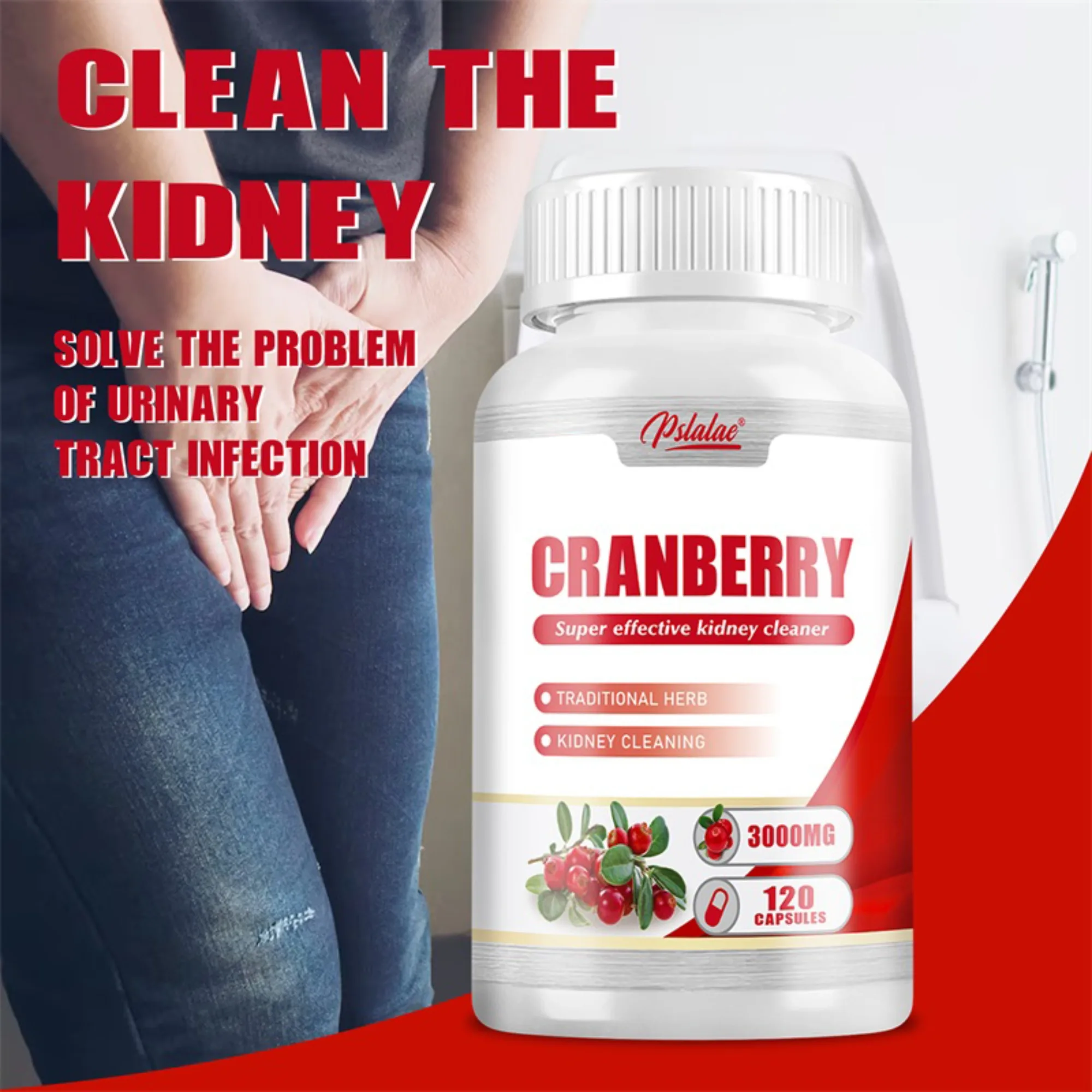 

Cranberry - Rich In Vitamin C - Prostate Support, Urinary Tract Health, Bladder Health, Antioxidant - 120 Capsules