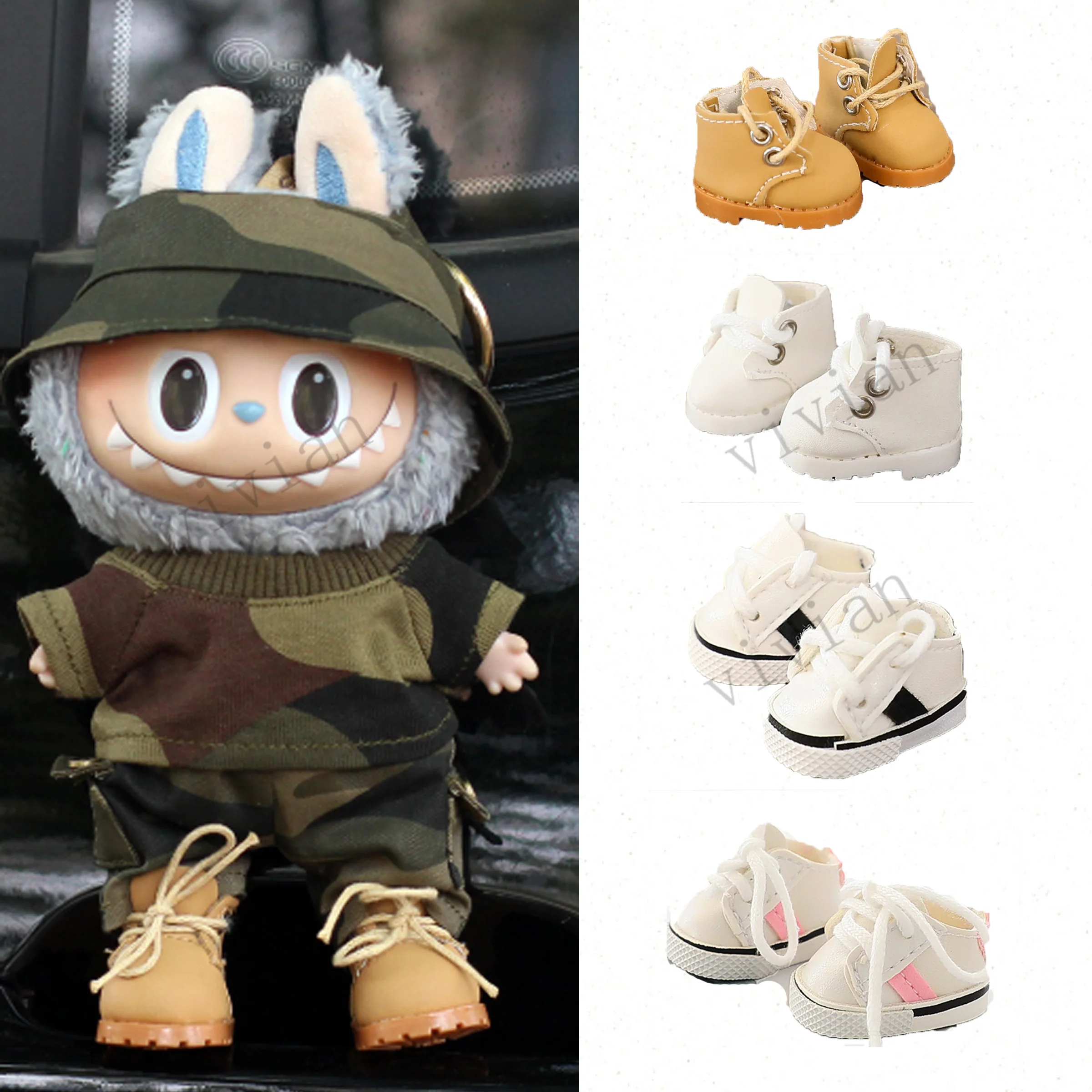 

(Only Shoes) Labubu Cotton Doll Princess Shoes DIY Cartoon Toy Accessories Children's Free Fashion Matching Mini Casual Shoes