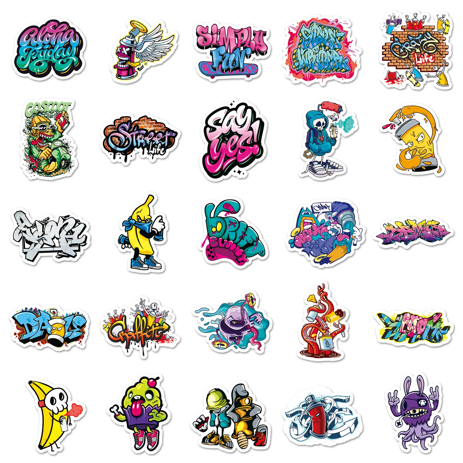 50PCS Street Graffiti Sticker Personalized Art Sticker DIY Mobile Phone Case Skateboard Suitcase Sticke Waterproof