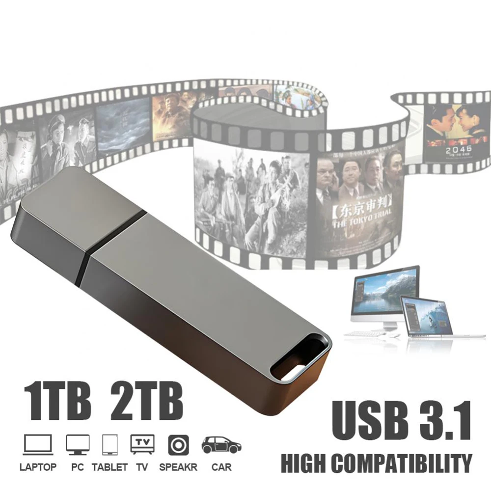 Diska lepas USB 2TB, Flash Drive logam 2TB USB 3.1 Cle USB Pen Drive memori USB 1TB File Transfer Waterproo USB Flash 64GB