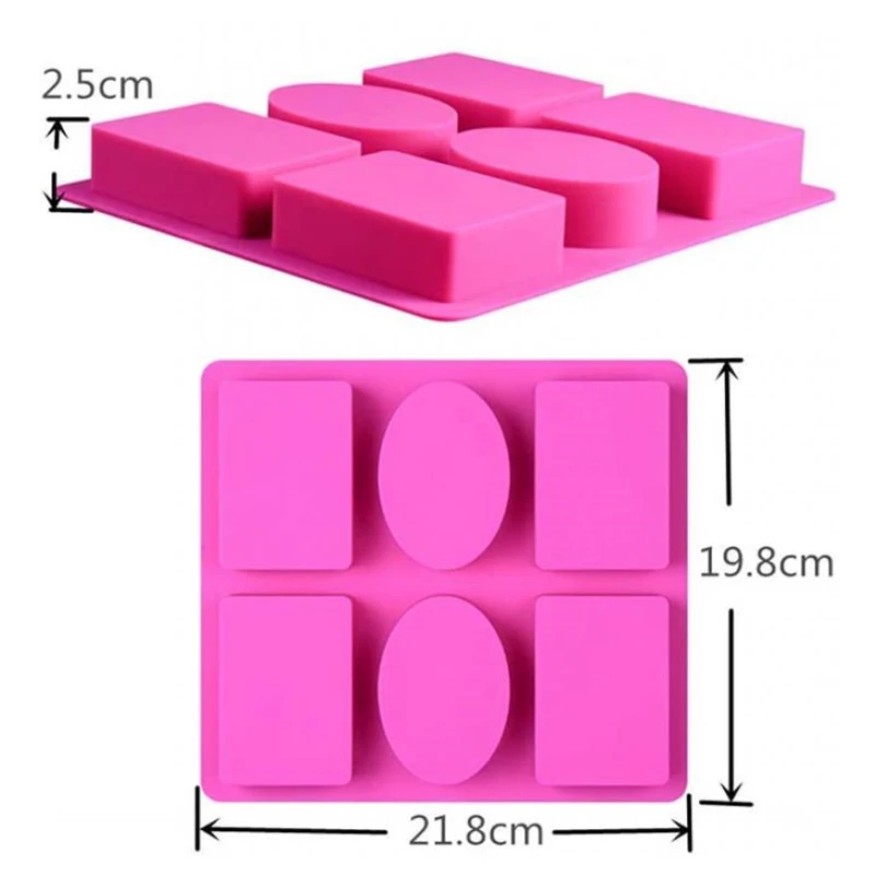 6 Cavities Rectangle Oval Silicone Soap Mold DIY Soap Making Chocolate Baking Candle Mold Gifts Craft Supplies Home Decor 2023