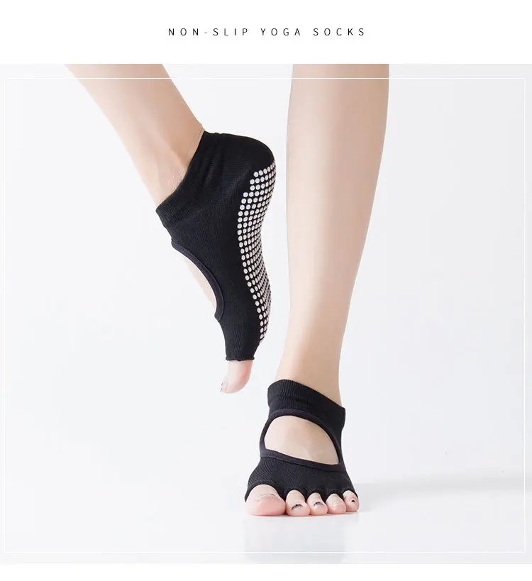 Frauen Fünf Zehen rückenfreie Pilates Socken rutschfeste Fitness Workout Yoga Socken Damen atmungsaktive Sport Ballett Tanz Hausschuhe für Fitnessstudio – Detail 2