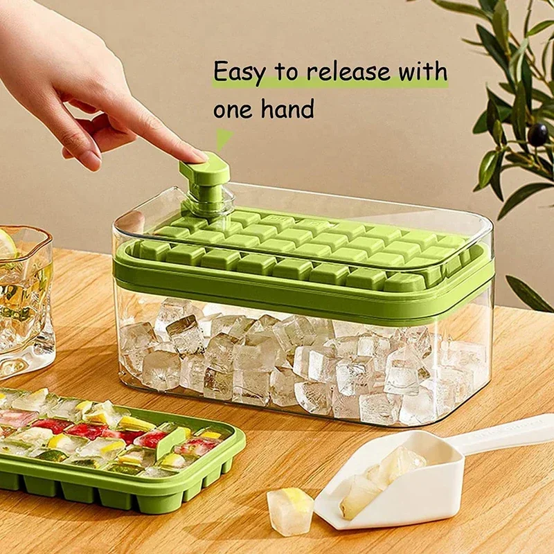 

32 Grid Silicone Ice Cube Tray Mould With Lid Shovel Storage Box Remove With One Click Ice Maker DIY Whiskey Cocktail Tools