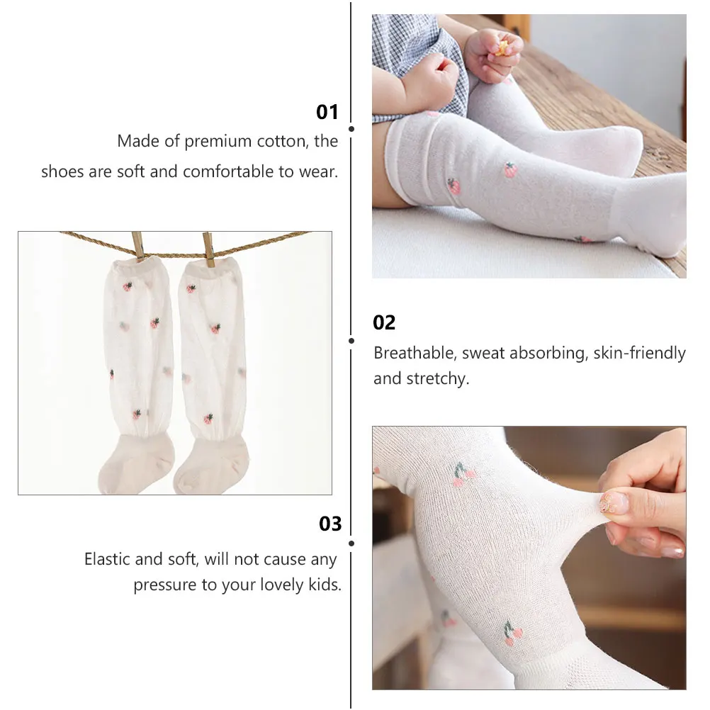 

Mosquito Socks Pairs Baby Long Stockings Toddler Non-slip Kids Toddler Socks Thin Breathable Cotton Soft Elastic Newborn