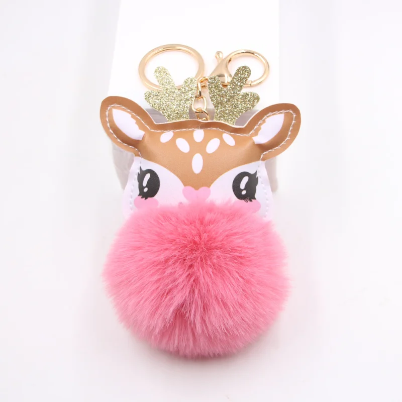 Cute Cartoon Colorful Animal Elk Keychain Fashionable and Personalized Backpack Decoration Plush KeyChains Xmas Gifts 1pcs