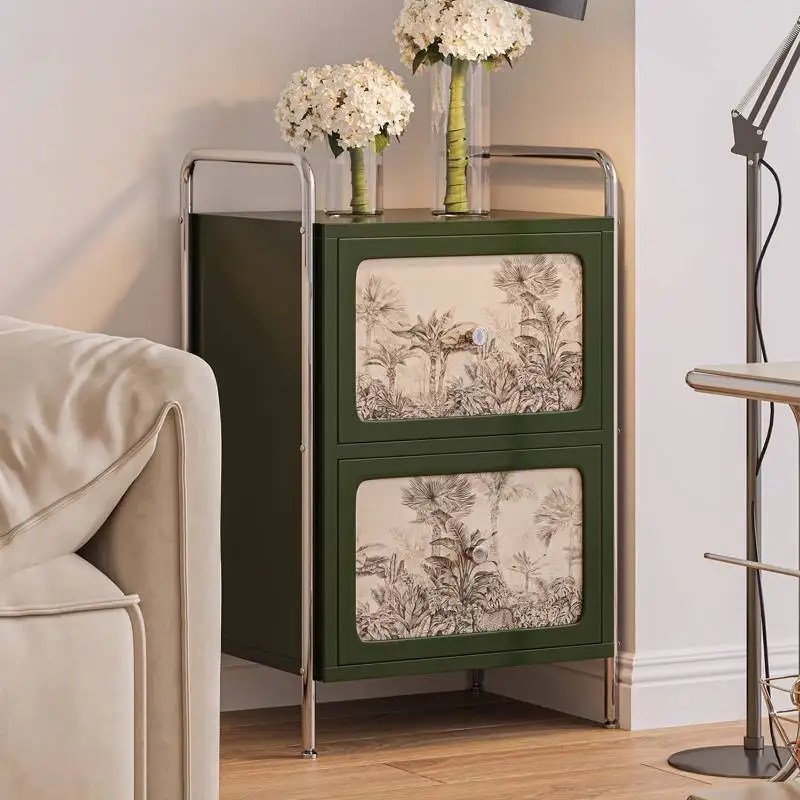 

Japanese Green Nightstands Storage Designer Look Lounges Narrow Bedside Table Drawer Modern Mesitas De Noche Furniture Home