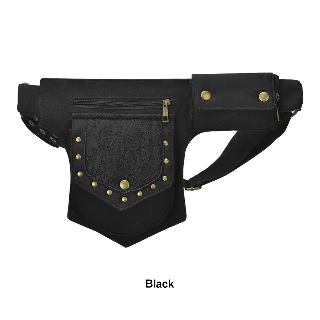 Stylish Rivet Steampunk Utility Hip Belt Bag Cosplay And Everyday Waterproof Fabric Is