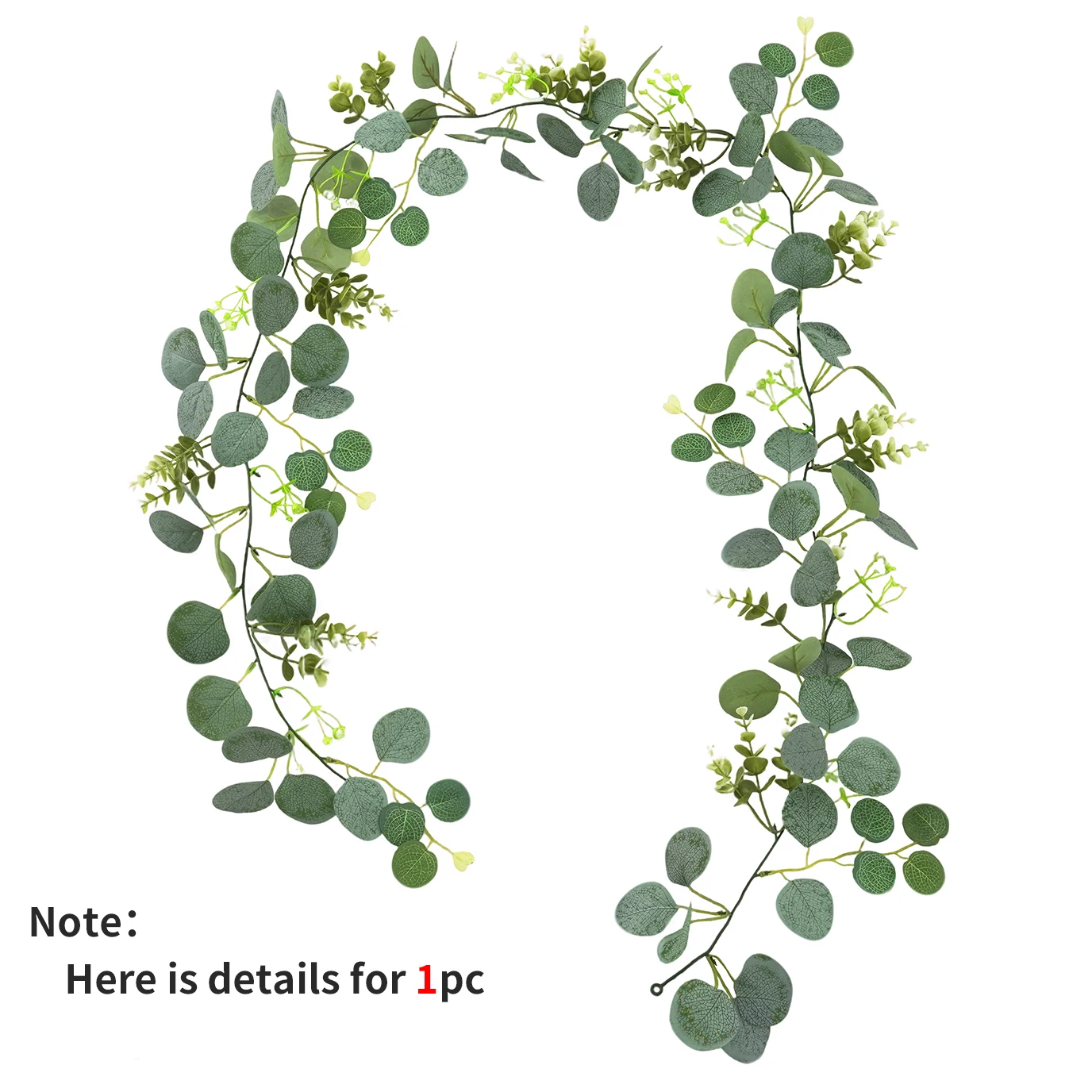 1pc Artificial Eucalyptus Leaves Greenery Garland Fake Plant Vine with White Flowers Berries for Home Garden Wedding Party Decor image 5