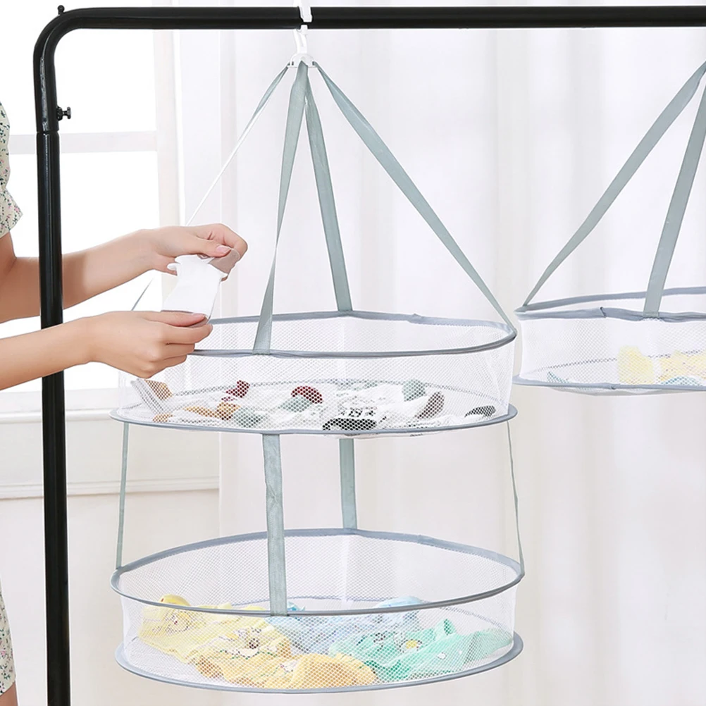 

Double Layer Mesh Basket Dryer Net Foldable Laundry Hanger Clothes Drying Sweaters Underwear Socks Knitting Shirts Toys Slippers