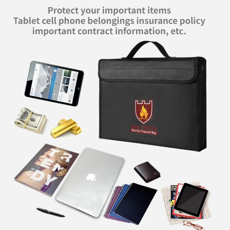 Security Box Fireproof Safe Box File Bag High Temperature Resistant Waterproof Explosion Fireproof Bag for Home and Money