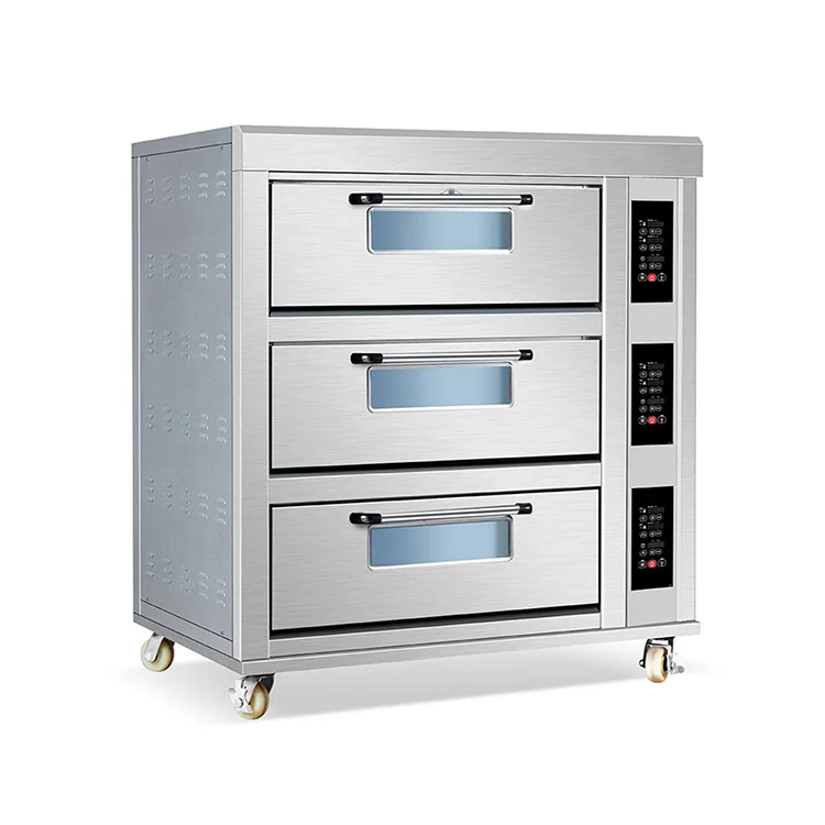 

3 Decks 6 Trays Electrical Gas Pie Baking Oven Pizza Oven Complete Bakery Snack Production Line Baguette Bakery Equipment