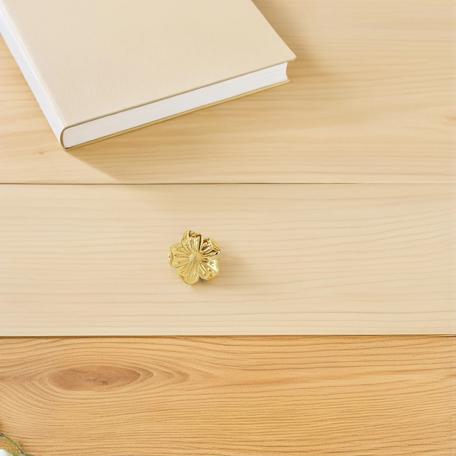 

6 set Gold Brass Flower Knobs: Vintage Floral Cabinet Handles For Drawer Wardrobe Closet Furniture Single Hole Pulls, Kitchen