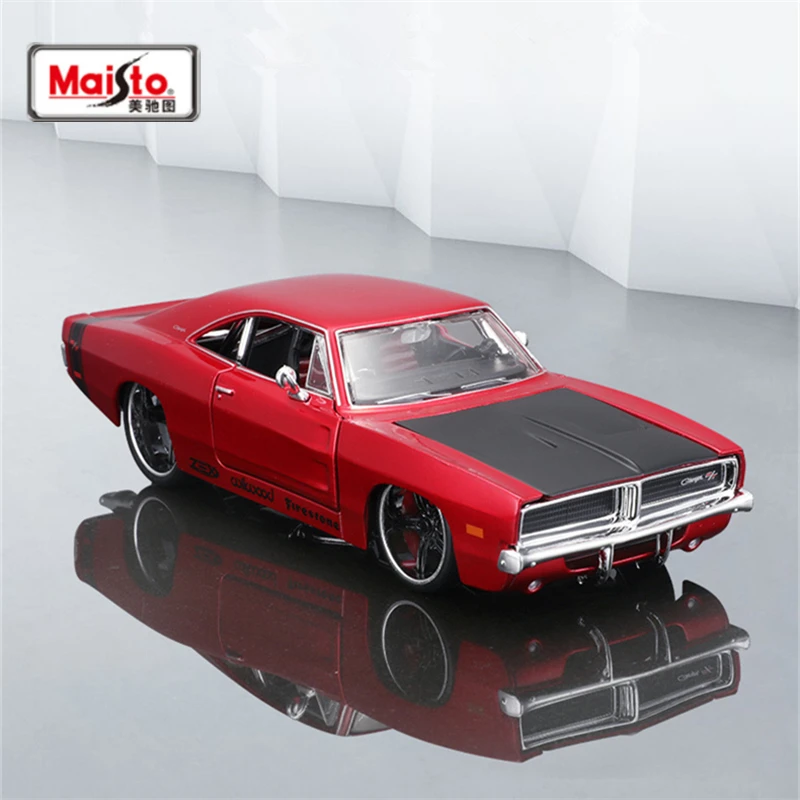 Maisto 1:24 1969 DODGE 충전기 R/T 합금 스포츠카 모델, 다이캐스트 금속 레이싱 카 모델, 시뮬레이션 컬렉션, 어린이 선물