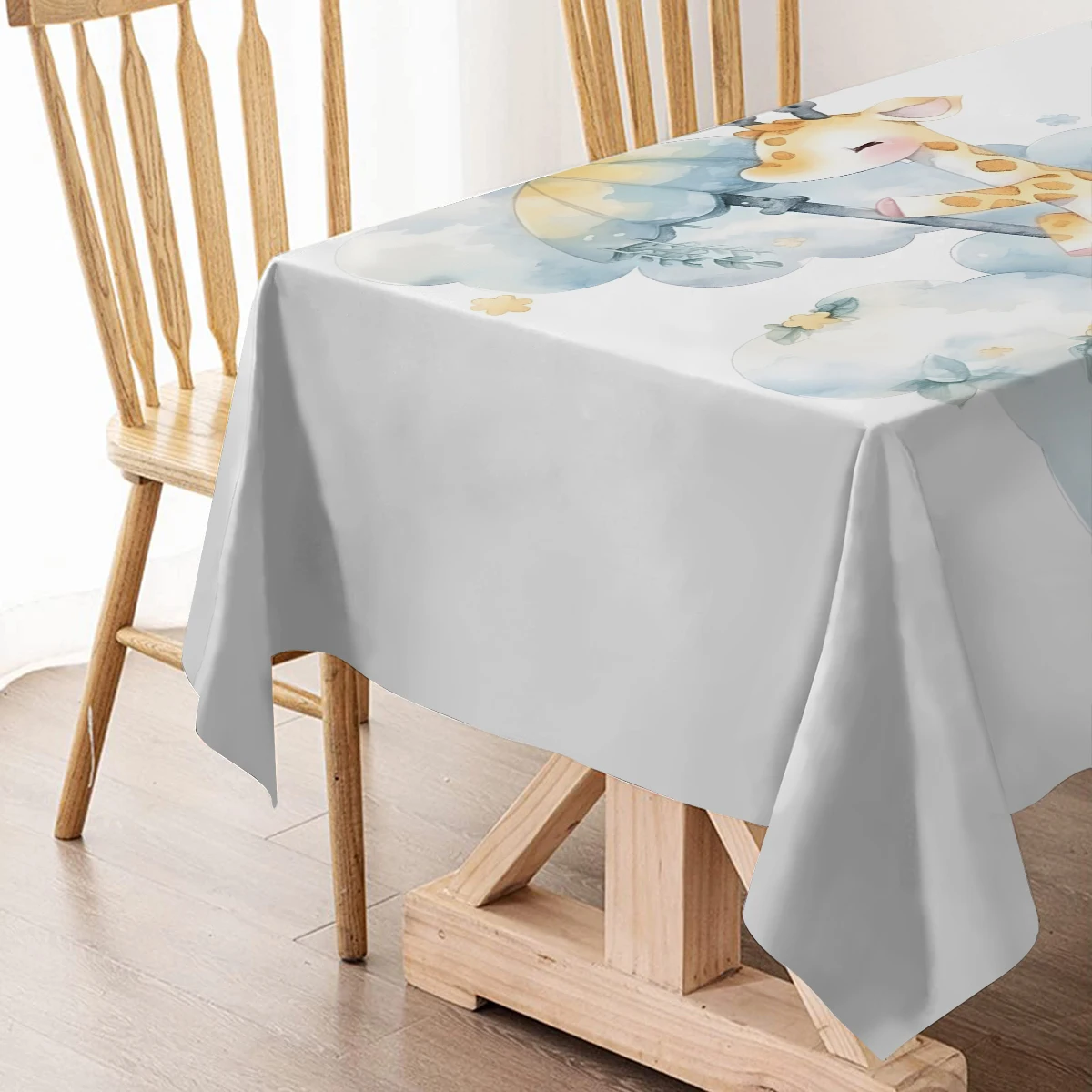 Giraffe Sky White Waterproof Polyester Printed Rectangular Tablecloth Party Decoration Coffee Table Cloth Holiday Table Decor image 2
