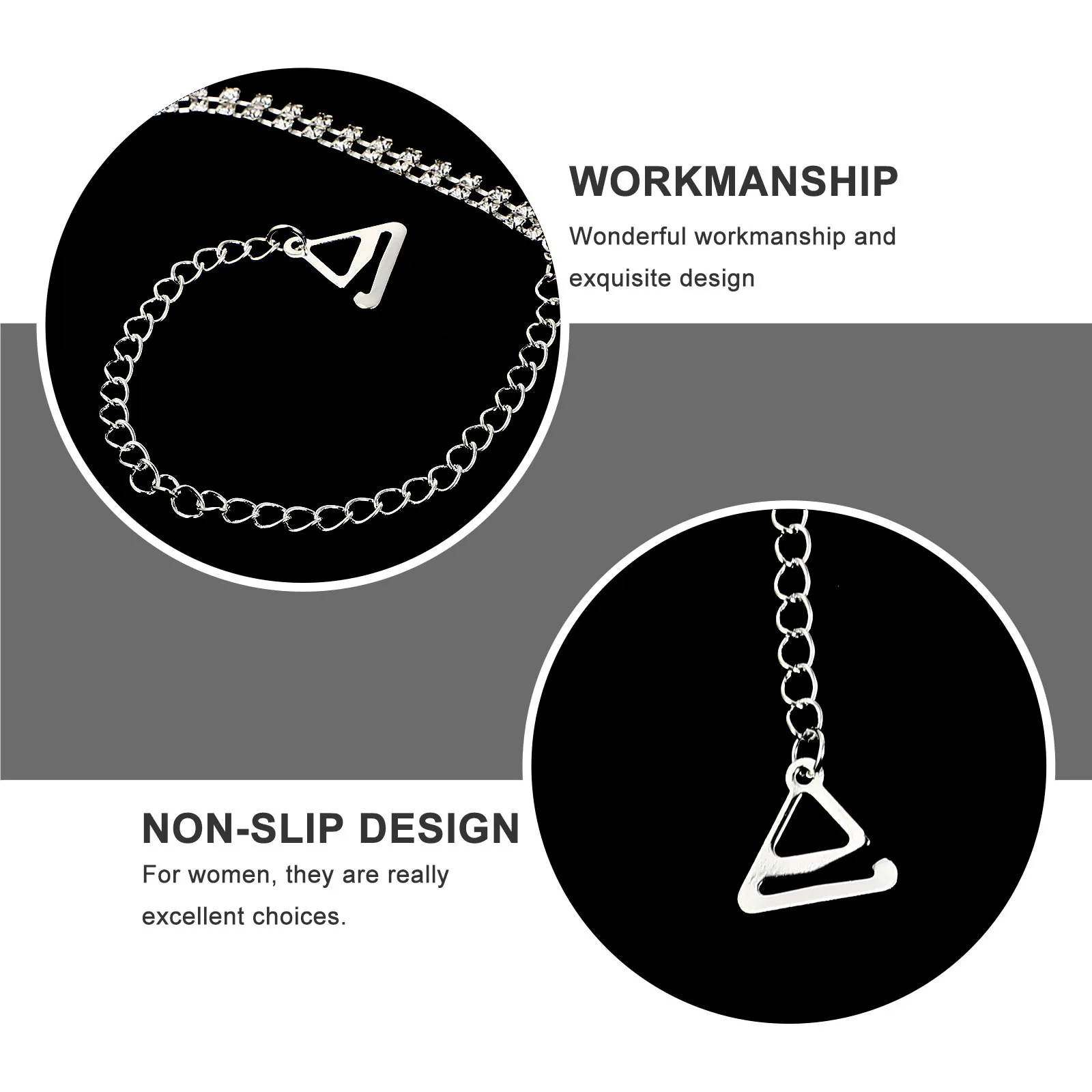 1 Paar Strass-BH-Schultergurte, silberfarben, rutschfest, verstellbar, Ersatz, unsichtbarer Unterwäschegurt, Damenbekleidung