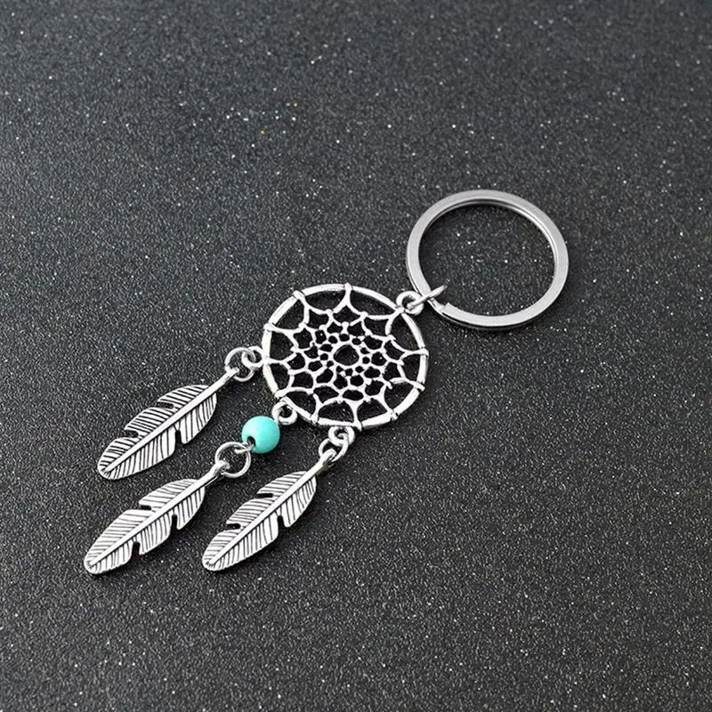 Dream Catcher Chaveiro Beads, Dreamcatcher Feathers Wind Lucky Keyring, Pedra de cristal natural, Decoração para sacos