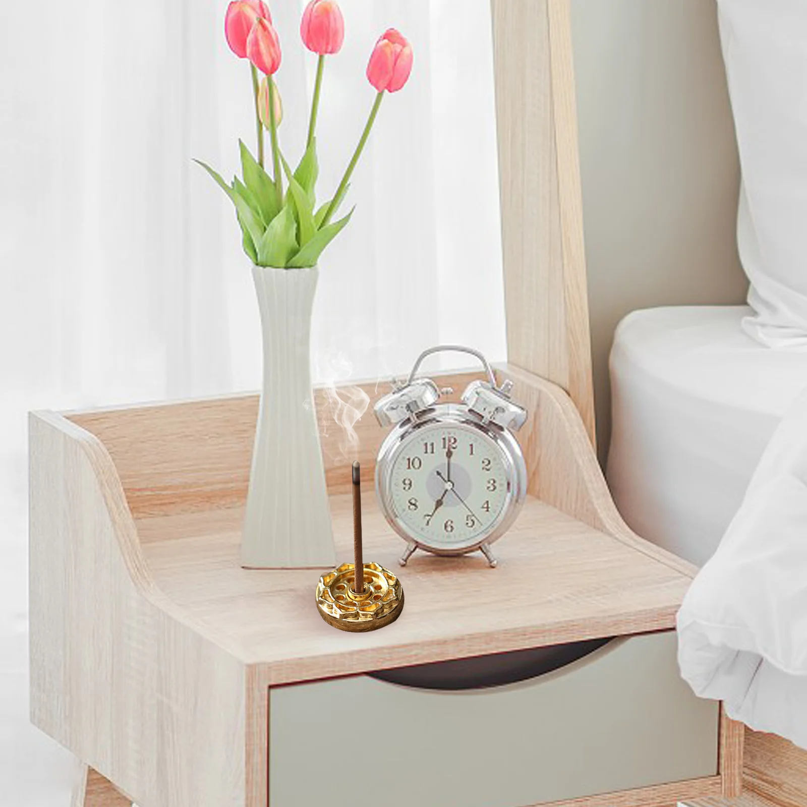 

10Pcs Lotus Flower Incense Burner Copper Alloy Mini Inserted Base 9 Holes Desktop Decor Home Tea Room