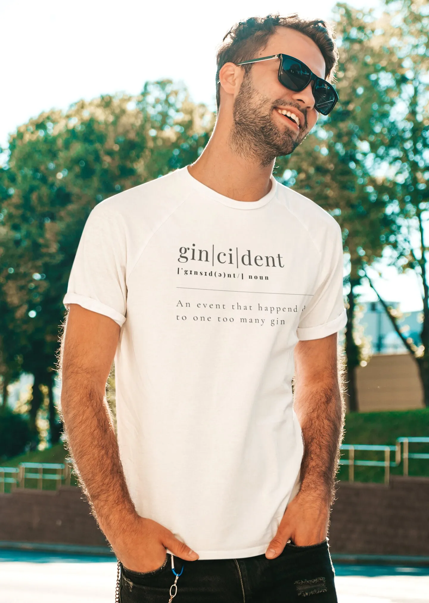 Men's Premium T Shirt gincident Funny Street Style Men Party and Festival made from sustainable organic cotton