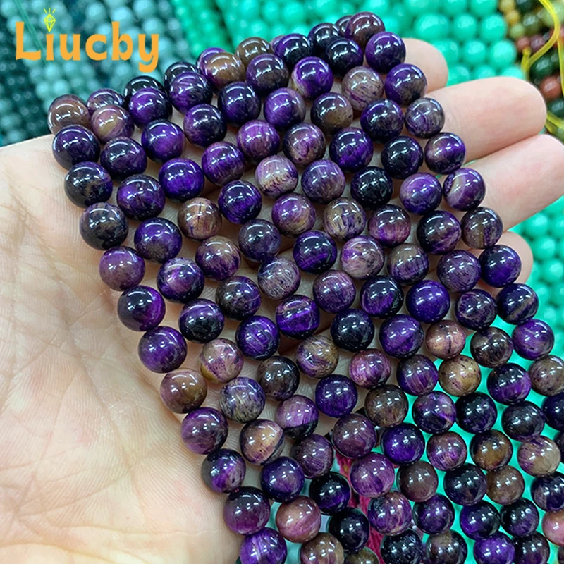 Wholesale Natural Purple mixed color tiger stone Round Spacer Bead for Jewelry Making DIY Bracelet Accessories15