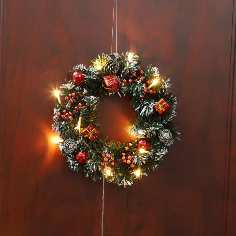 Christmas Led Lighting Wreath Halloween Festival Door Electric Decoration Holiday Home Decoration Thanksgiving Gifts For Friend