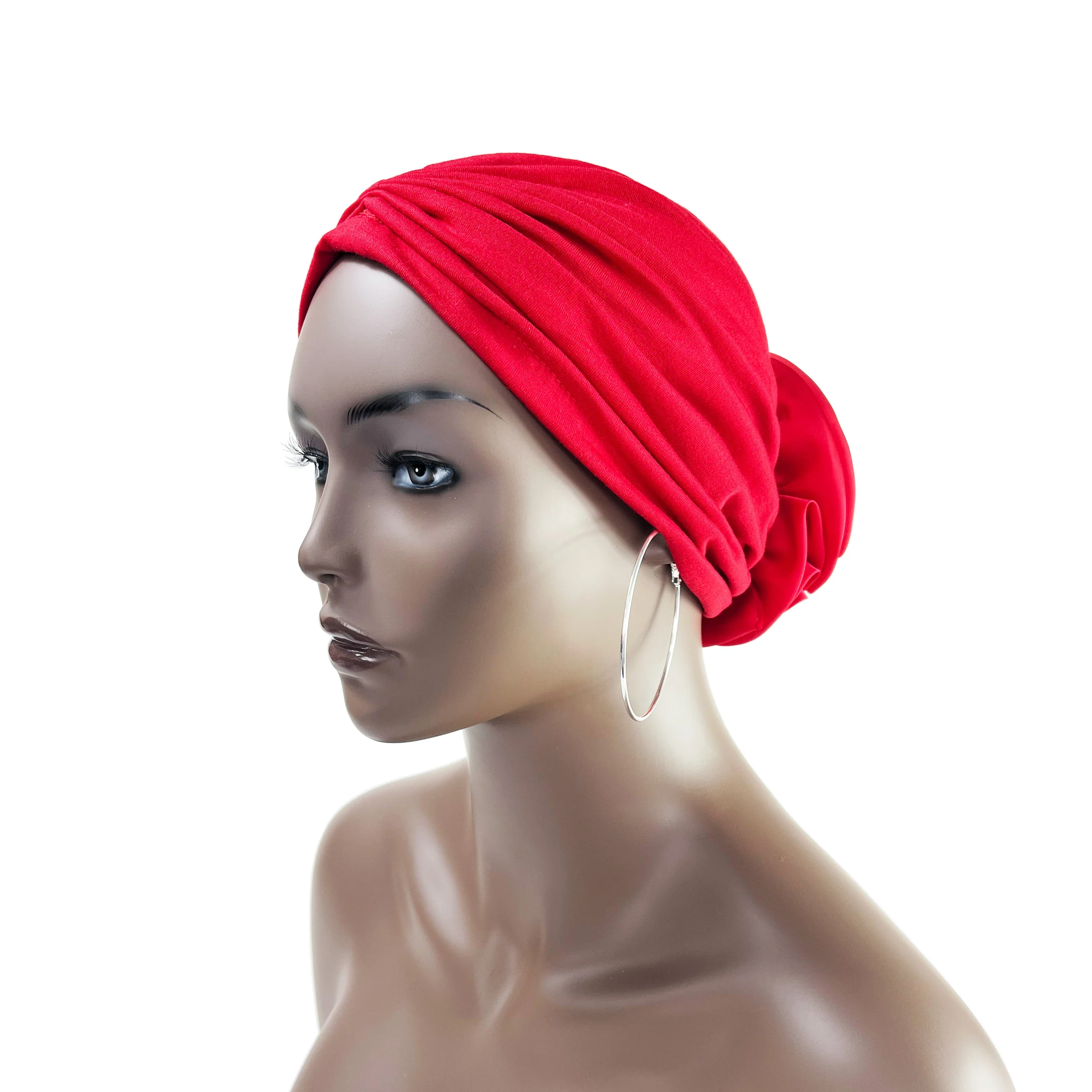 Neue Mode Satin Blumen Turban Hijab Hüte Afrikanische Kopf Wraps Elastische Muslimischen Hüte Atmungsaktive Chemo Kappe Für Frauen Mädchen – Detail 5