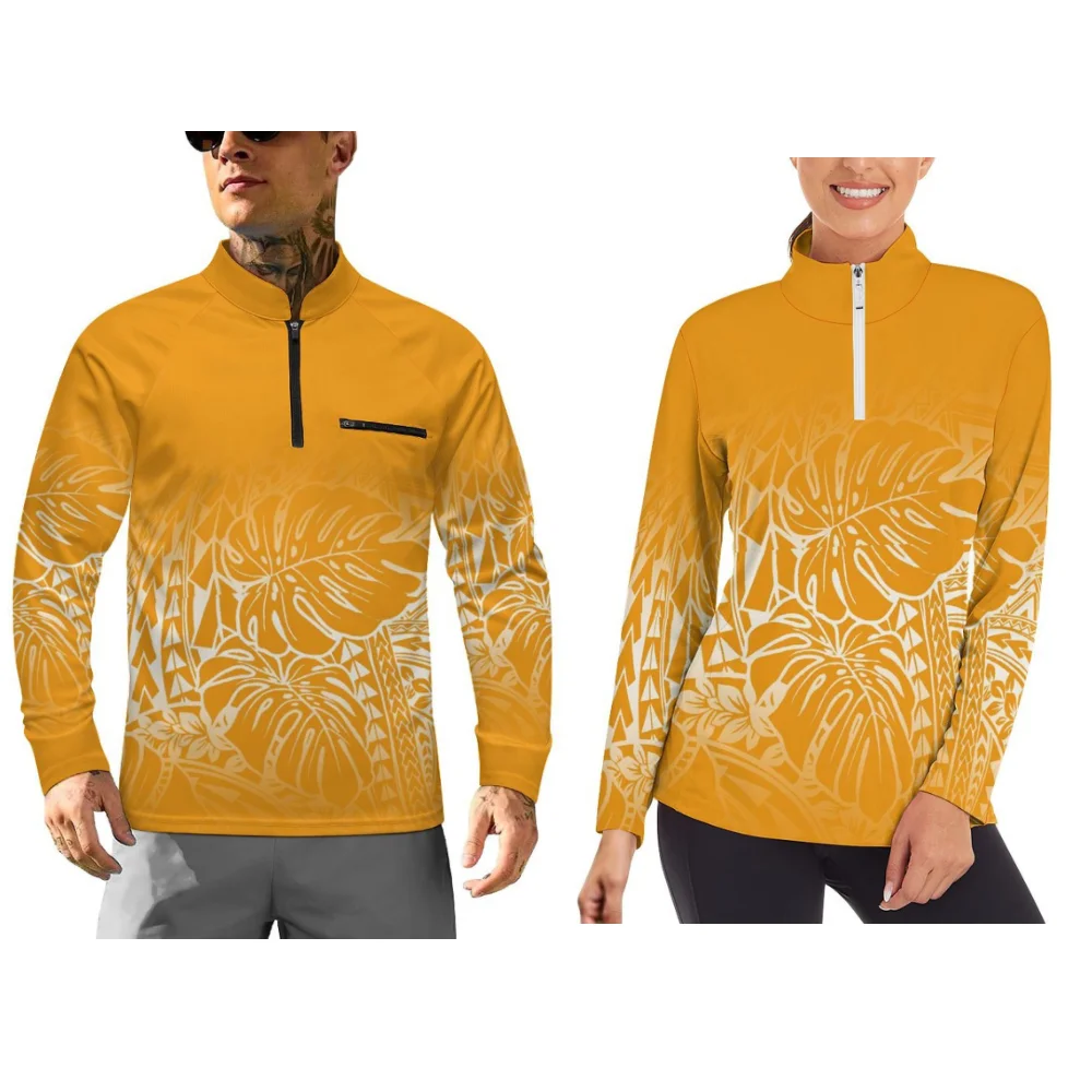 

Customizable Polynesian Men'S And Women'S Sportswear Tops Couple Outfits Long-Sleeved Sportswear