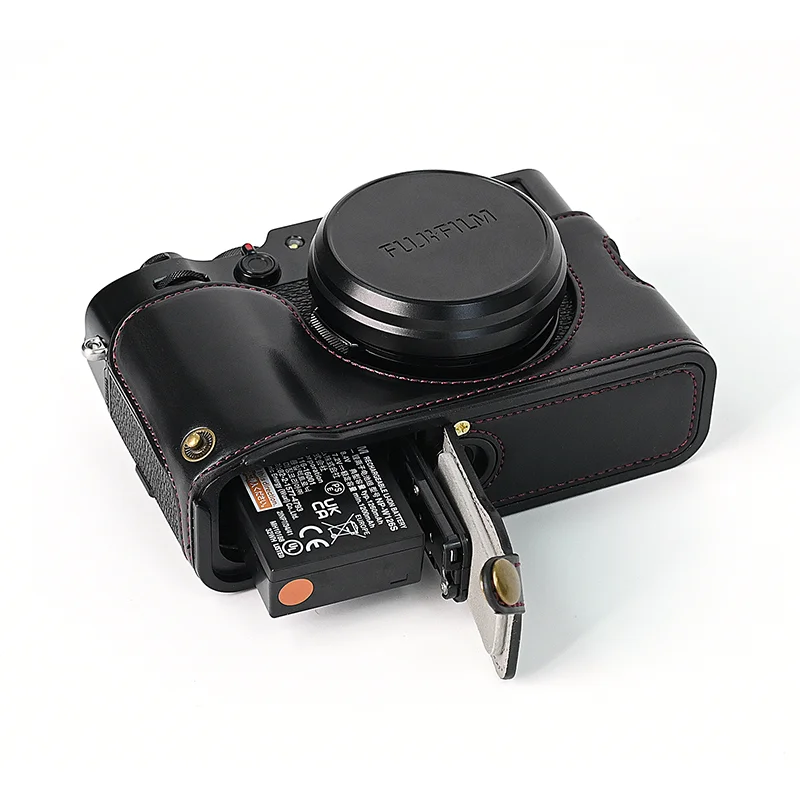 PU Leather Half Body Set Cover For FujiFilm Fuji X100V X-100V Camera Bottom Case With Battery Opening