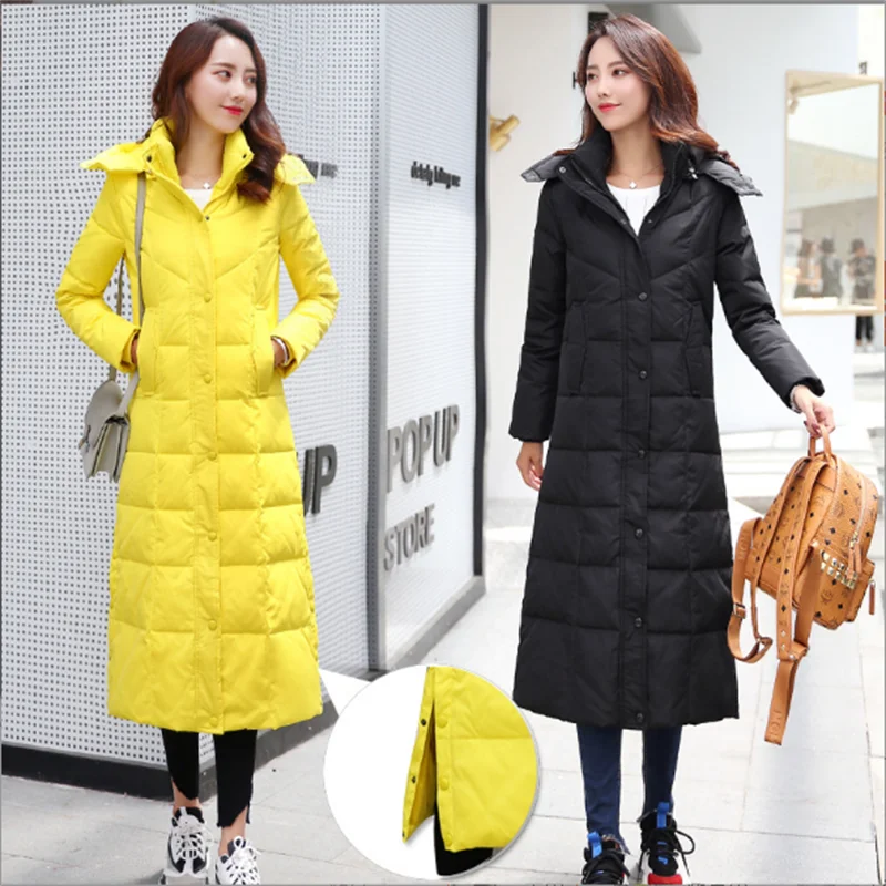 2022 New Lengthened Down Jacket Women\'s Over-the-knee Thickened Over-length Fashion Slim Winter Coat Tide