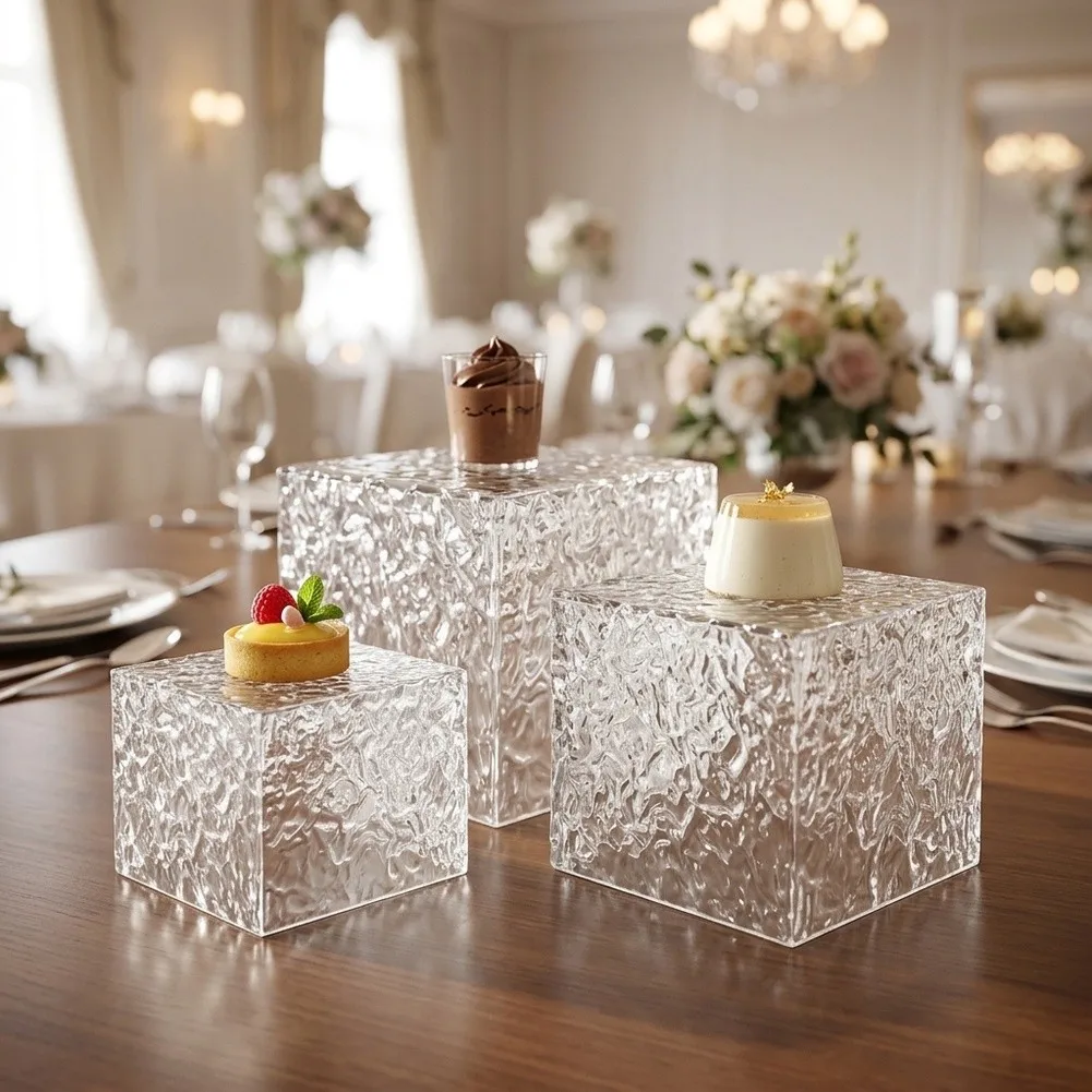 Sturdy Clear Hammered Dessert Stand Designed for Cakes Cupcakes Desserts and Drinks Display with Visual Appeal at Social Events
