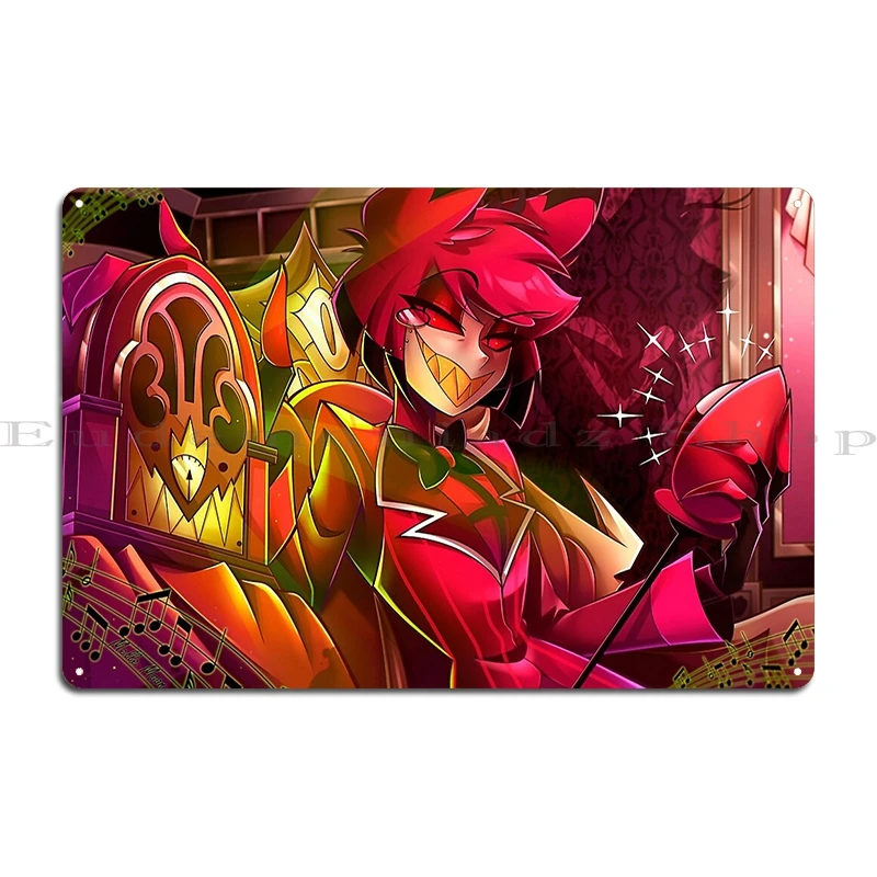 Lucifer VS Alastor Alastor's Tune Hazbin Hotel Radio Demon Metal Garage create Plaques Wall Decor Tin Sign Poster